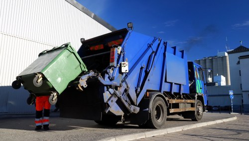 Construction site managing builders waste in West London