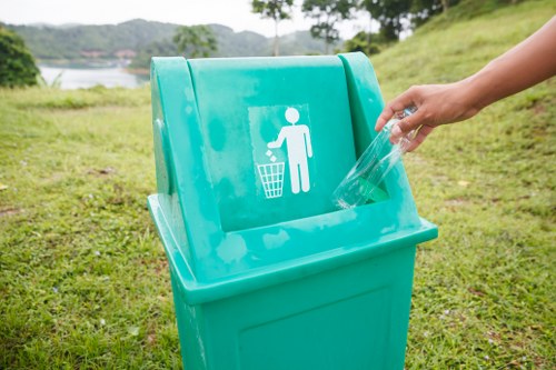 Household trash being collected by waste removal service